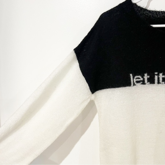 Sundance LET IT SNOW Mohair Blend Black & White Graphic Pullover Sweater Medium - Picture 4 of 8
